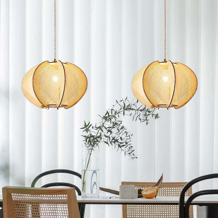 Retro Wooden Pendant Light Irregular Living Room Lamp