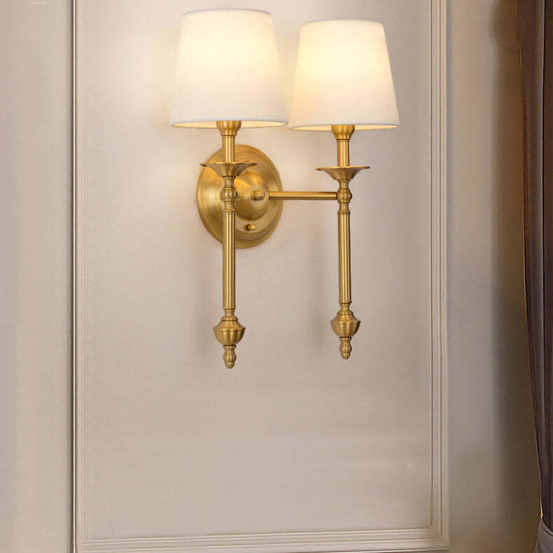 Modern Brass Fabric Wall Sconce