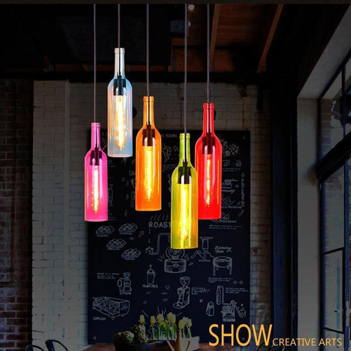 Industrial bottle wine red pendant lighting, Lighom — 220V-240V (UK/AU)