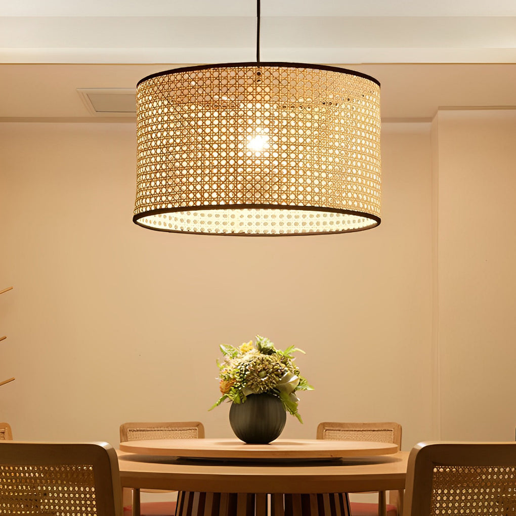 Farmhouse Round Bamboo Kitchen Dining Pendant Light