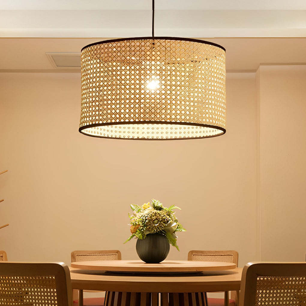 Farmhouse Round Bamboo Kitchen Dining Pendant Light