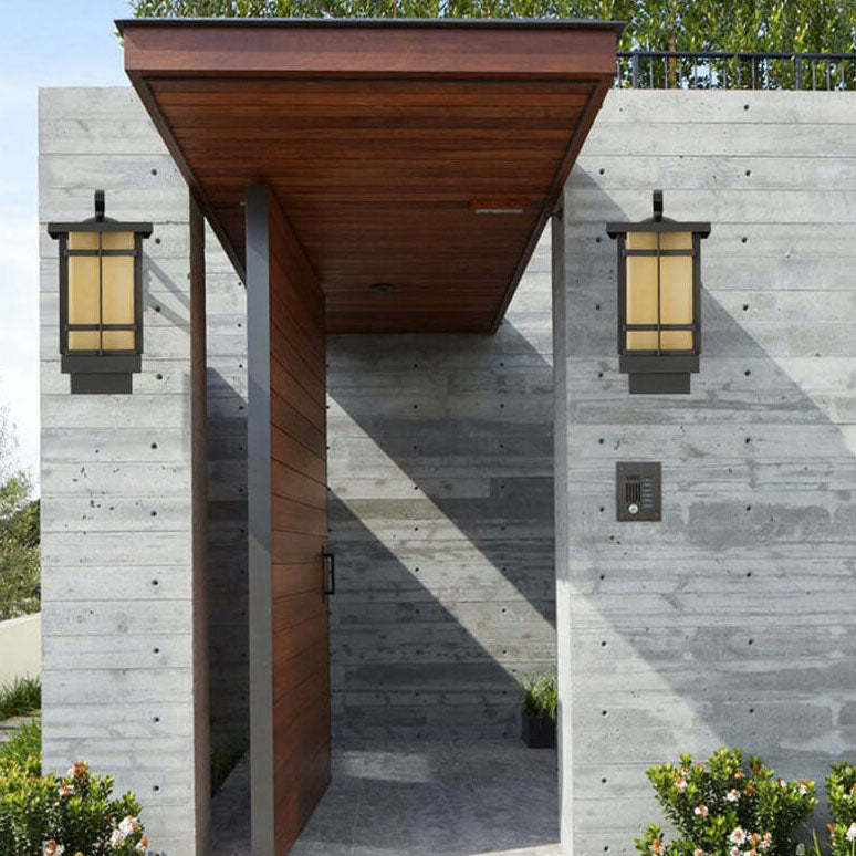 Retro Plaid Lantern Outdoor Waterproof Wall Sconce