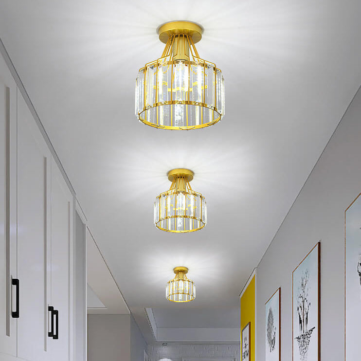 Modern Crystal Dome Semi-Flush Ceiling Light