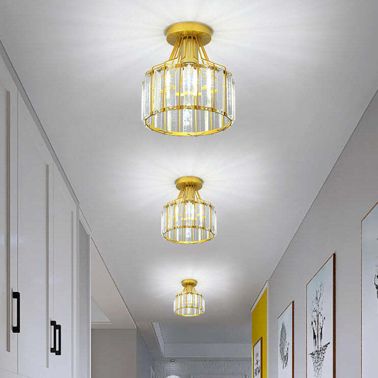 Modern Crystal Dome Semi-Flush Ceiling Light