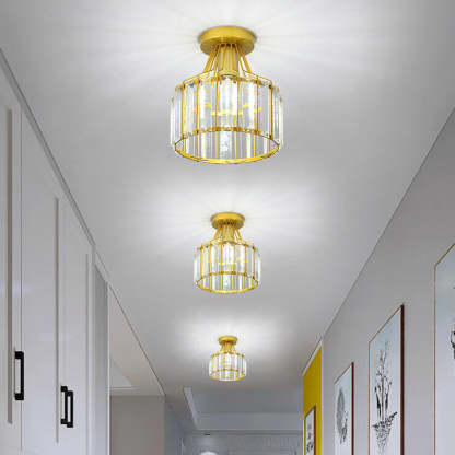 Modern Crystal Dome Semi-Flush Ceiling Light