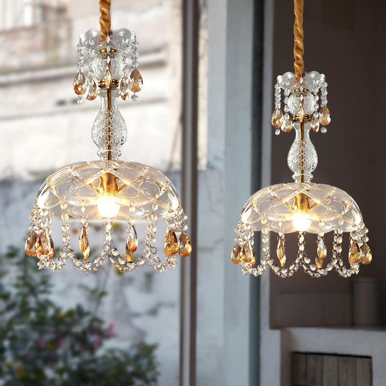 Lighom luxury dome gold pendant lighting in crystal — Small (12"H / Cool White (6000K) / 220V-240V (UK/AU)