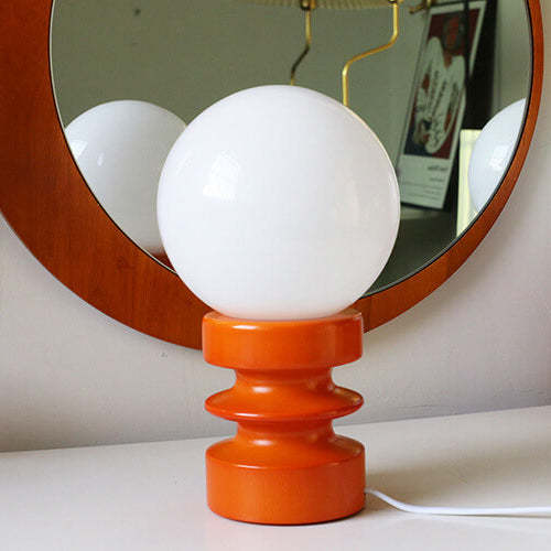 Vintage Orange Solid Glass Table Lamp