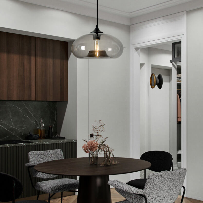 Colored Glass Oval Pendant Light