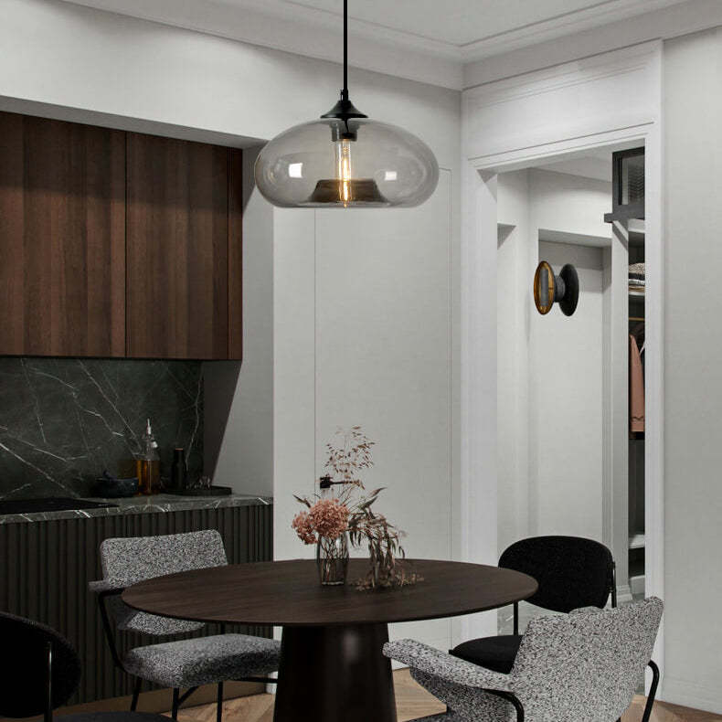 Colored Glass Oval Pendant Light