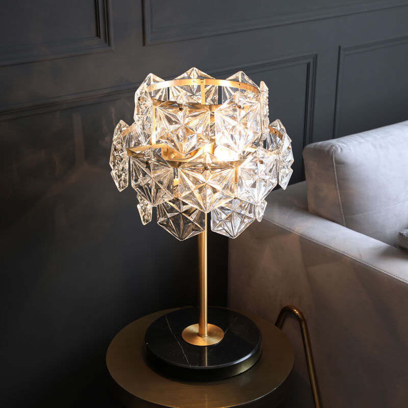 Modern Snowflake Glass Marble Base Lamp