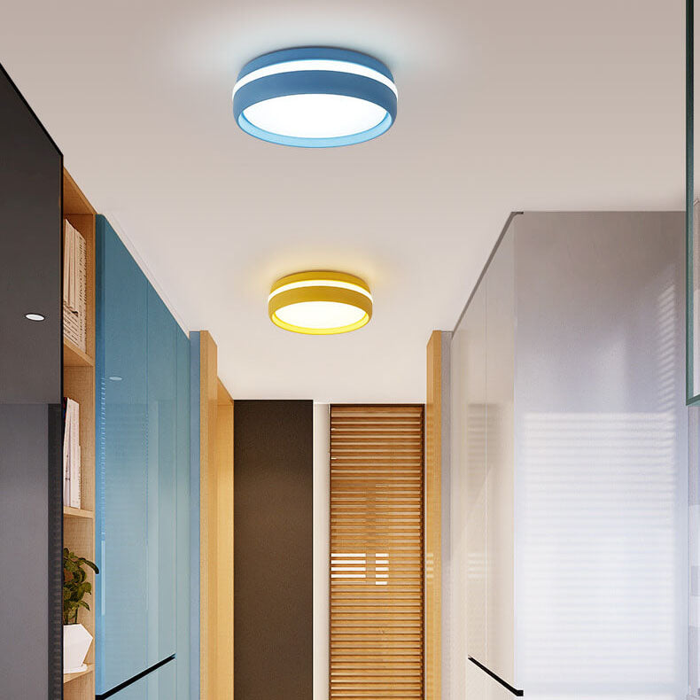 Creative macaron round iron flush mount lighting — Cool White (6000K) / White / 220V-240V (UK/AU