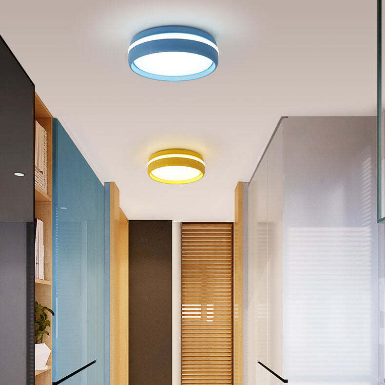 Round Macaron Iron LED Flush Mount Light