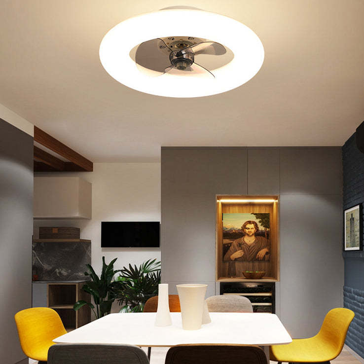 Modern Circle LED Semi-Flush Ceiling Fan Light