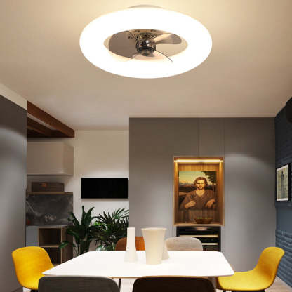 Modern Circle LED Semi-Flush Ceiling Fan Light