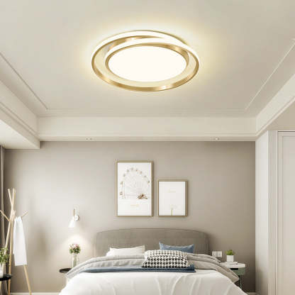 Modern Luxury Golden Circle LED Flush Mount Light — White Light (5000K) / 110V-120V For US/CA