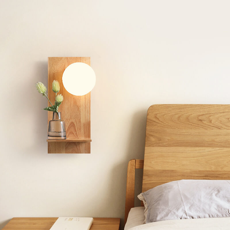 Nordic Solid Wood Glass Globe Sconce