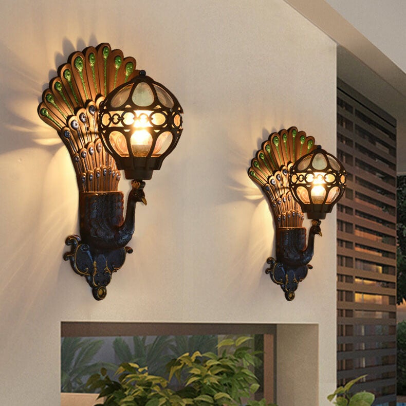 European Vintage Peacock Outdoor Wall Light