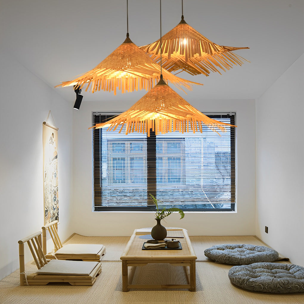 Caribbean Bamboo Woven Burlywood Kitchen Pendant Light