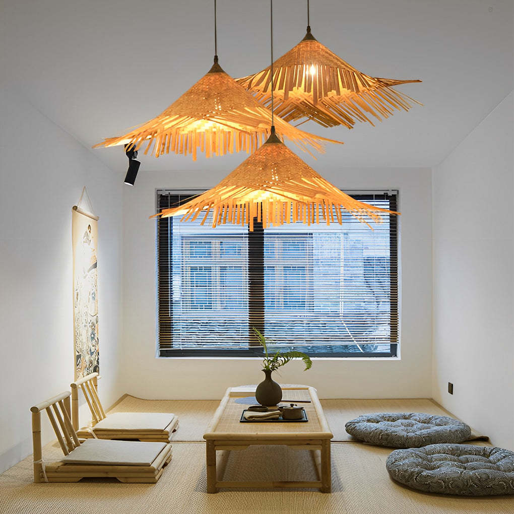 Caribbean Bamboo Woven Burlywood Kitchen Pendant Light