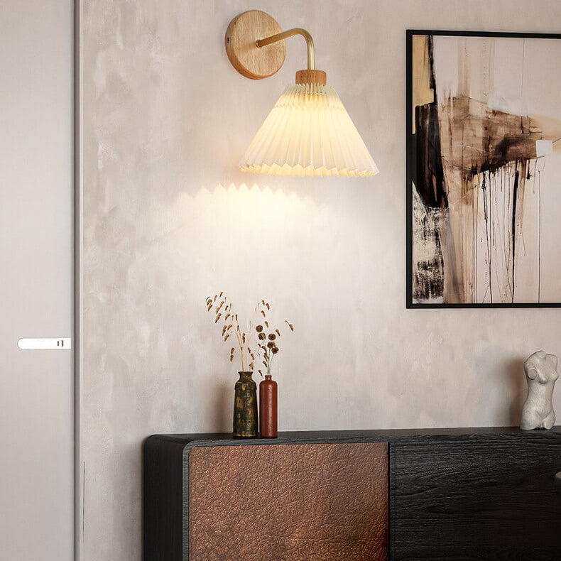 Minimalist Pleated Umbrella Shade Sconce