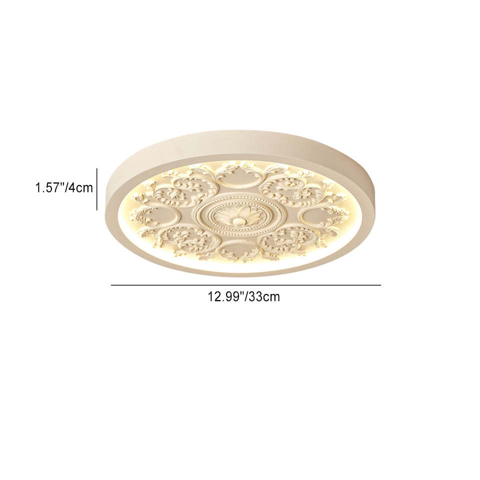 Minimalist Carved Iron Resin Acrylic LED Flush Mount Light