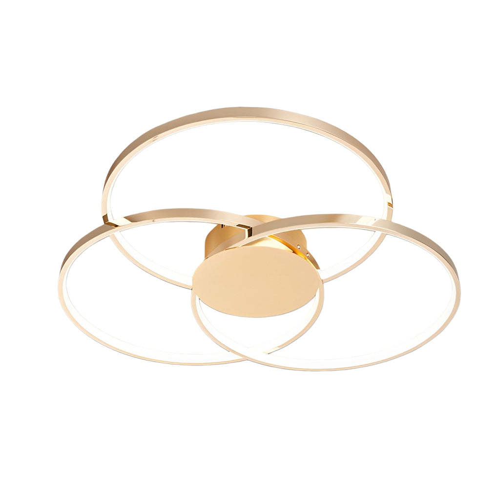 Three-Ring Dimmable Plated Metal Nordic Ceiling Light
