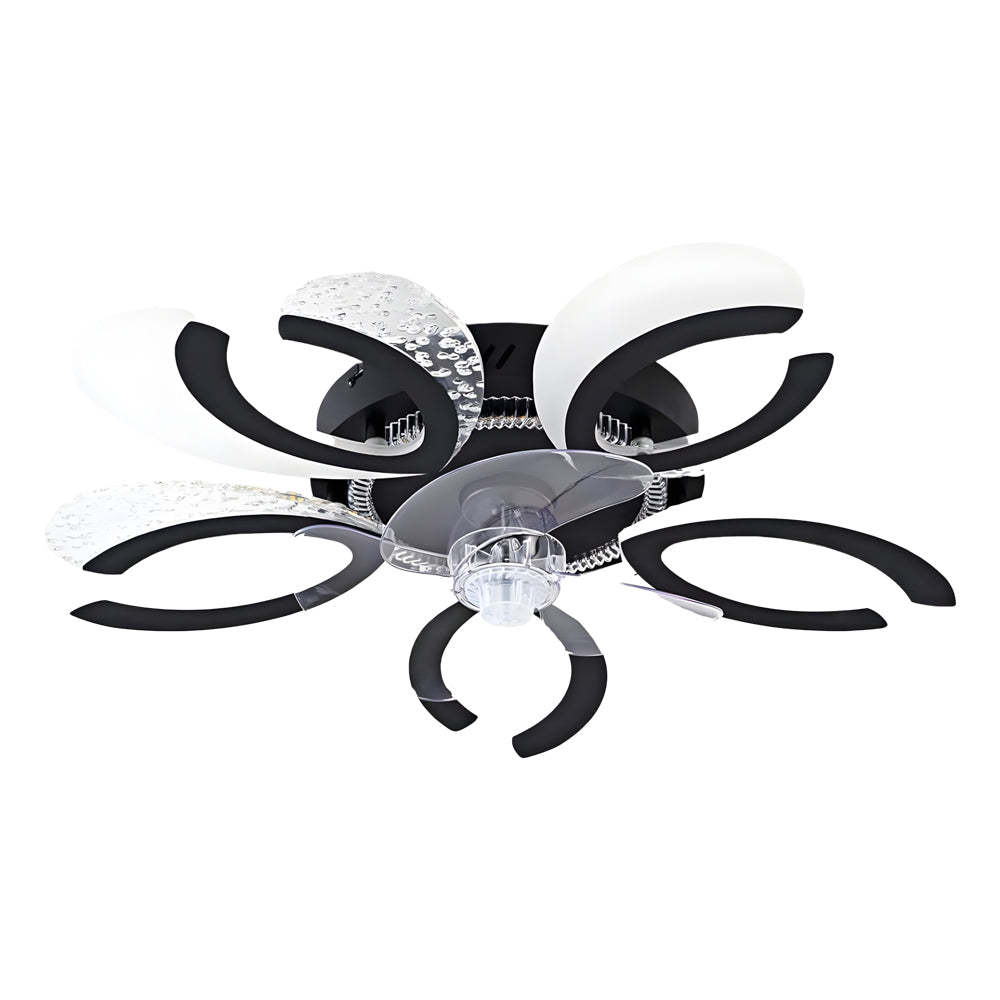Simple Flowers Mute Timing Stepless Dimming Smart Modern Ceiling Fan Light-Lighom