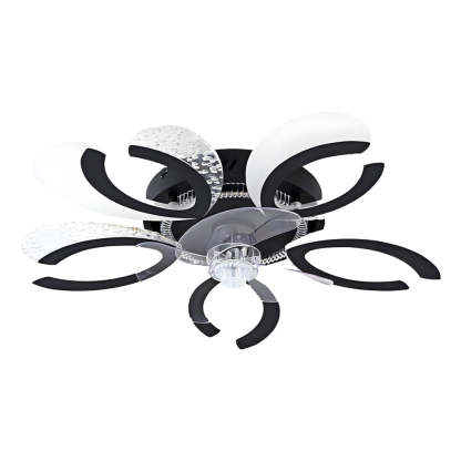 Simple Flowers Mute Timing Stepless Dimming Smart Modern Ceiling Fan Light-Lighom