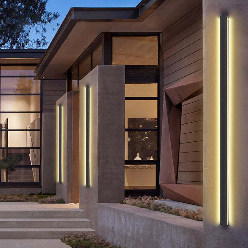 Black Long Strip LED Modern Outdoor Porch Wall Light