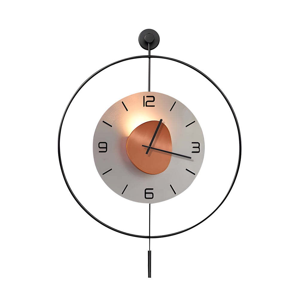 Battery Operated Round LED Hanging Metal Wall Clock-Lighom