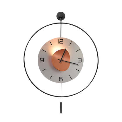Battery Operated Round LED Hanging Metal Wall Clock-Lighom