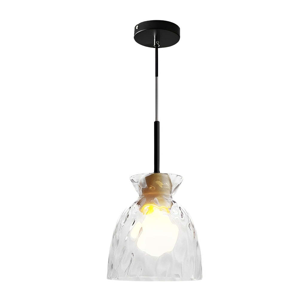 Round Glass Wood Japanese Mini Pendant