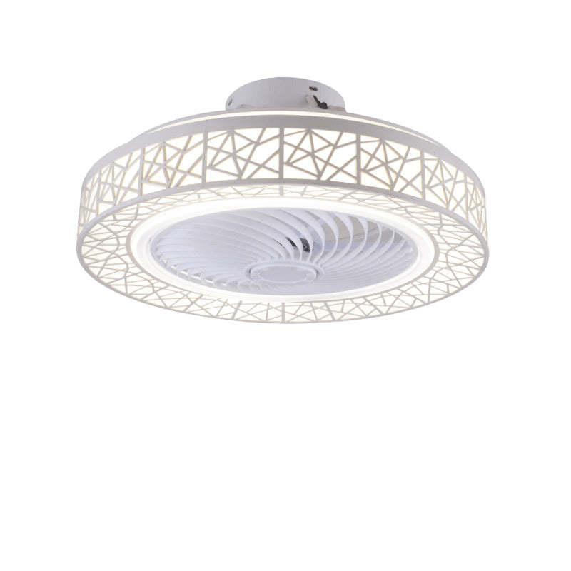 Luxury Round Lace LED Flush Mount Ceiling Fan Light