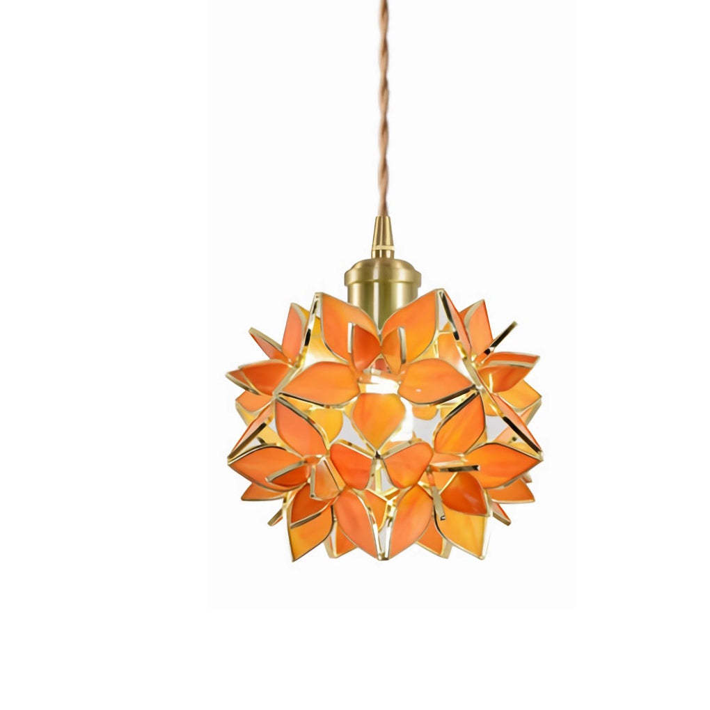 Glass Gardenia Petal Warm LED French Pendant Light