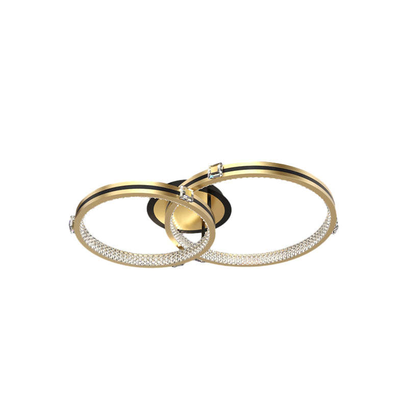 2/3/4-Ring Dimmable Brushed Gold Modern LED Ceiling Light