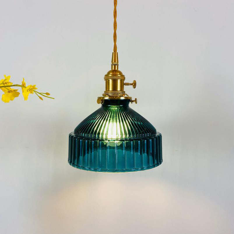Nordic Stained Glass Dome Brass Pendant
