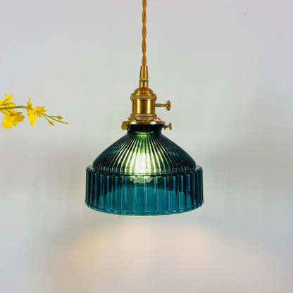 Nordic Stained Glass Dome Brass Pendant