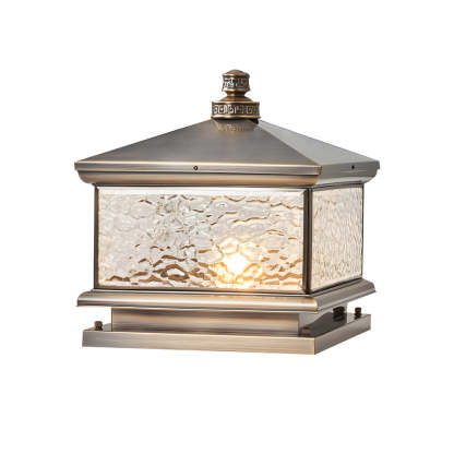 Retro Square Antique Brass Pier Mount Post Light-Lighom