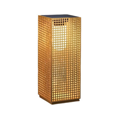 Square Creative Hollow LED Waterproof Gold Modern Solar Pathway Lights-Lighom