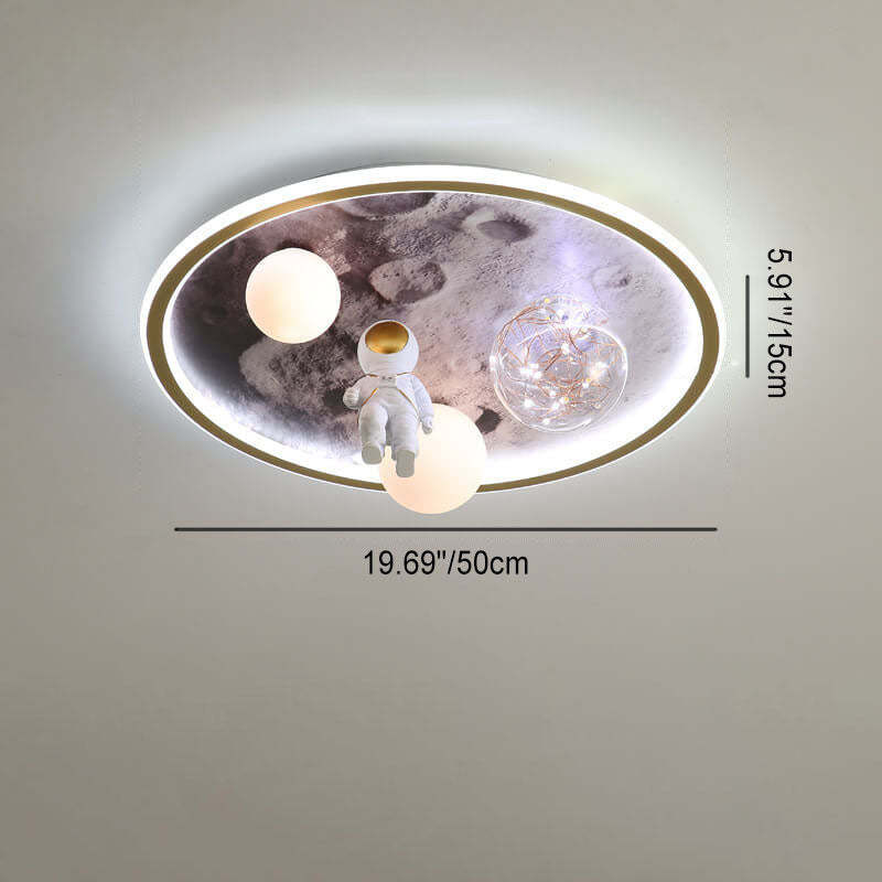Cartoon Astronaut Moon Acrylic LED Kids Flush Ceiling Light