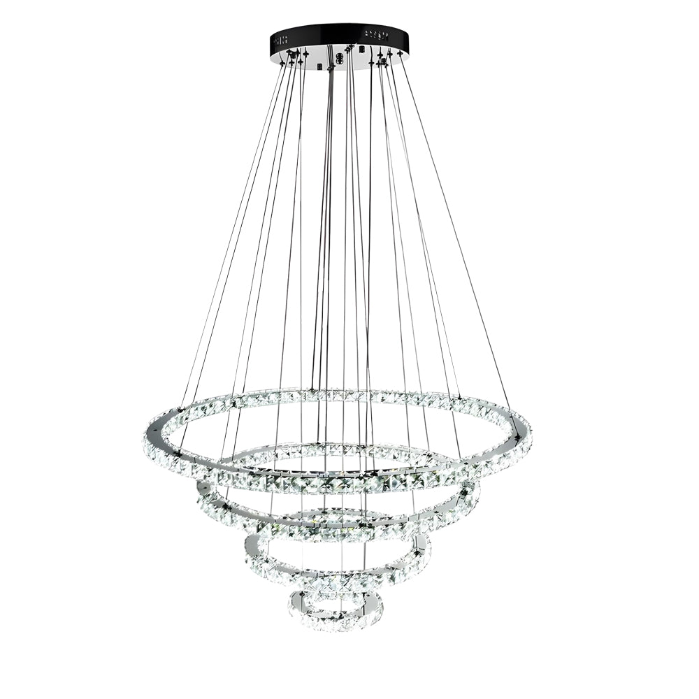 4-Ring Crystal LED Modern Pendant Chandelier