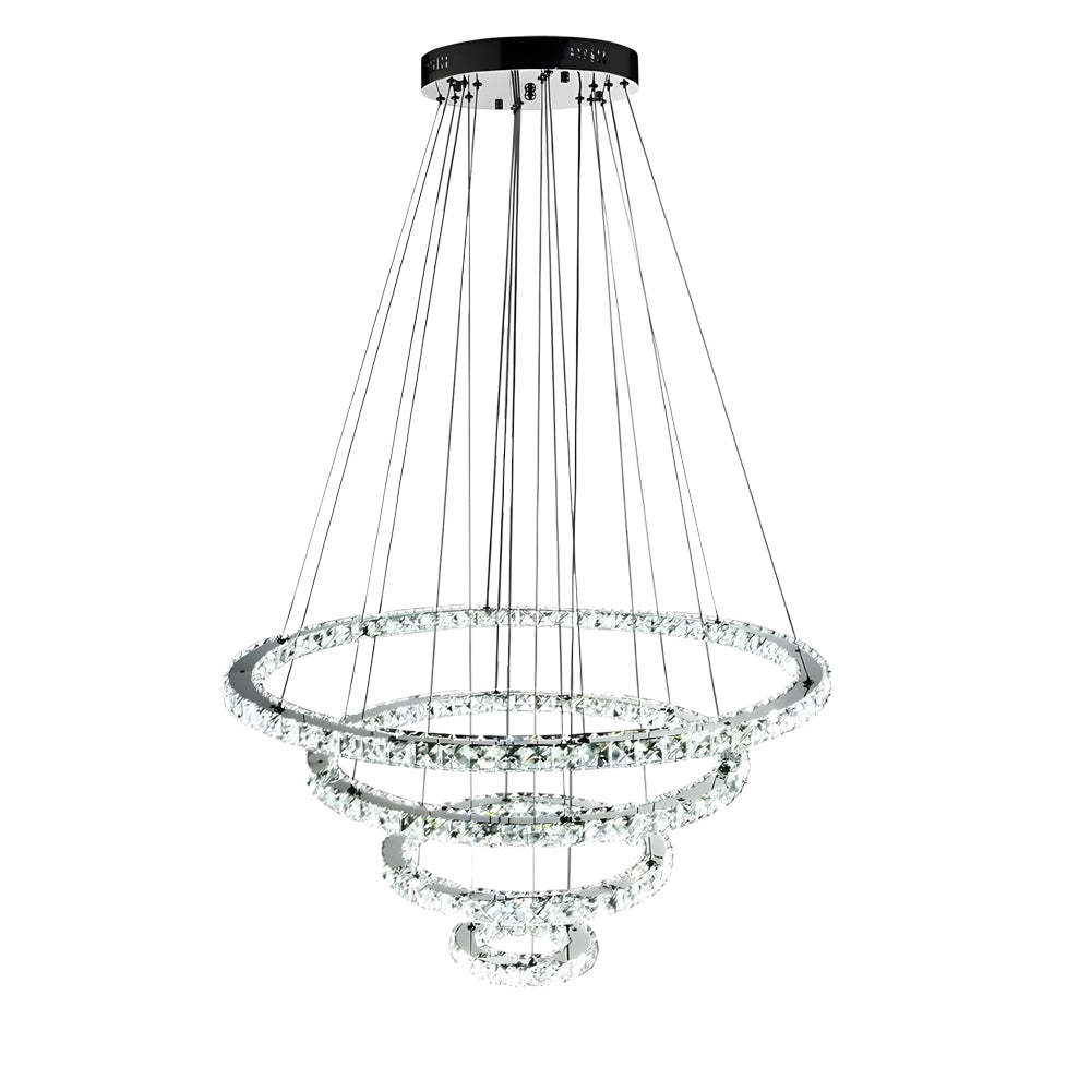 4-Ring Crystal LED Modern Pendant Chandelier