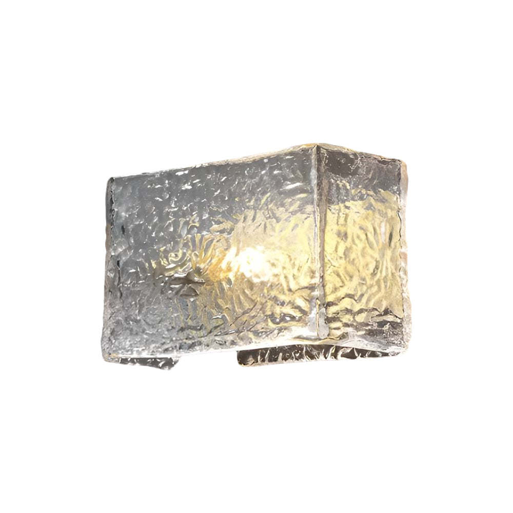 Elegant Rectangular Ripple Glass Bedside Wall Lamp - Modern Brass Fixture-Lighom