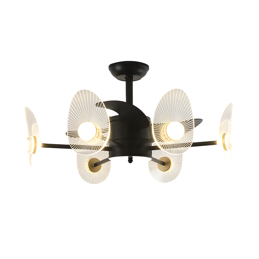Modern round 3-blade ceiling fans in acrylic synthetic metal