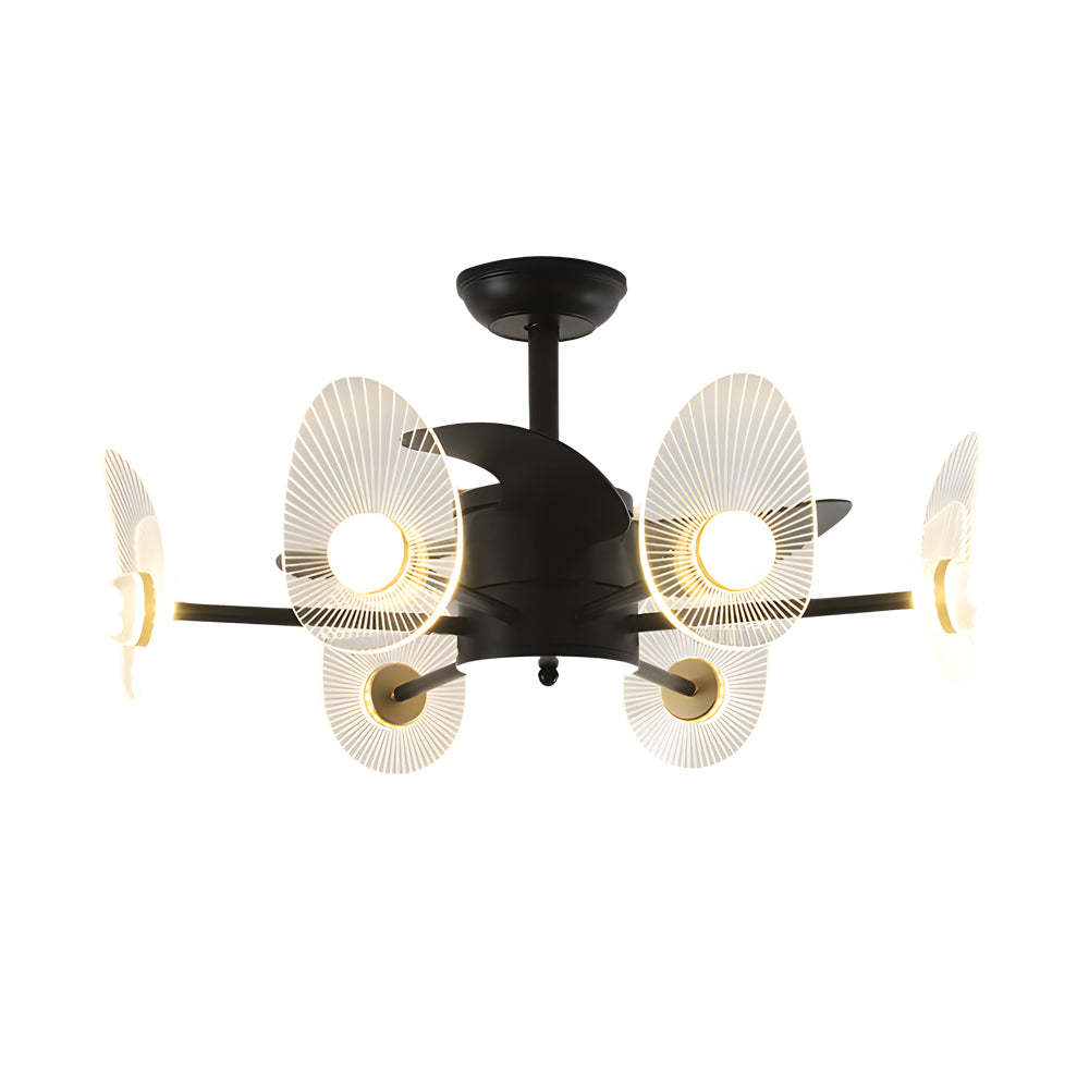 Modern round 3-blade ceiling fans in acrylic synthetic metal
