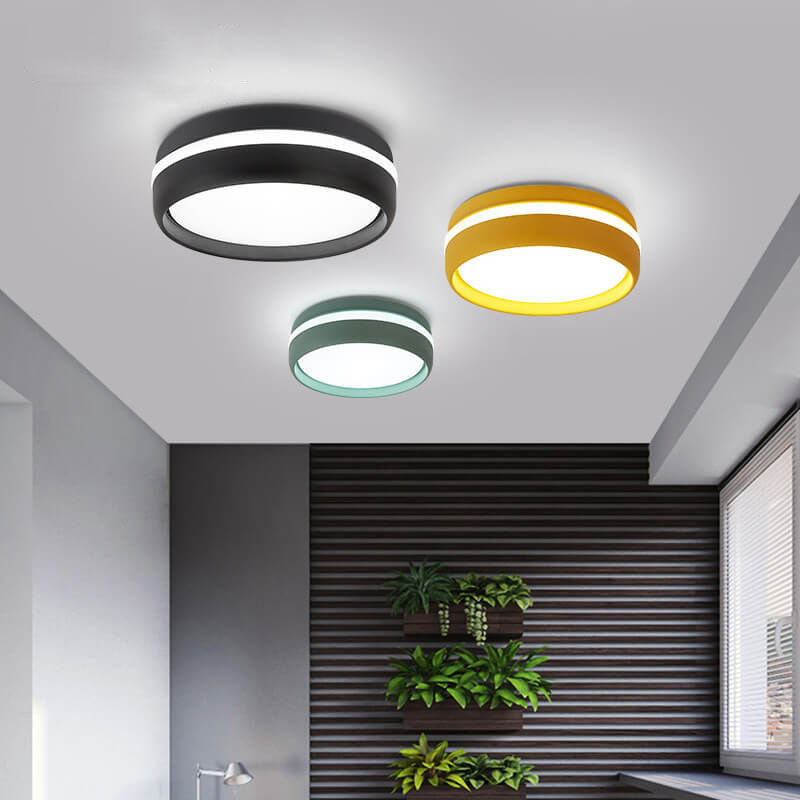 Round Macaron Iron LED Flush Mount Light