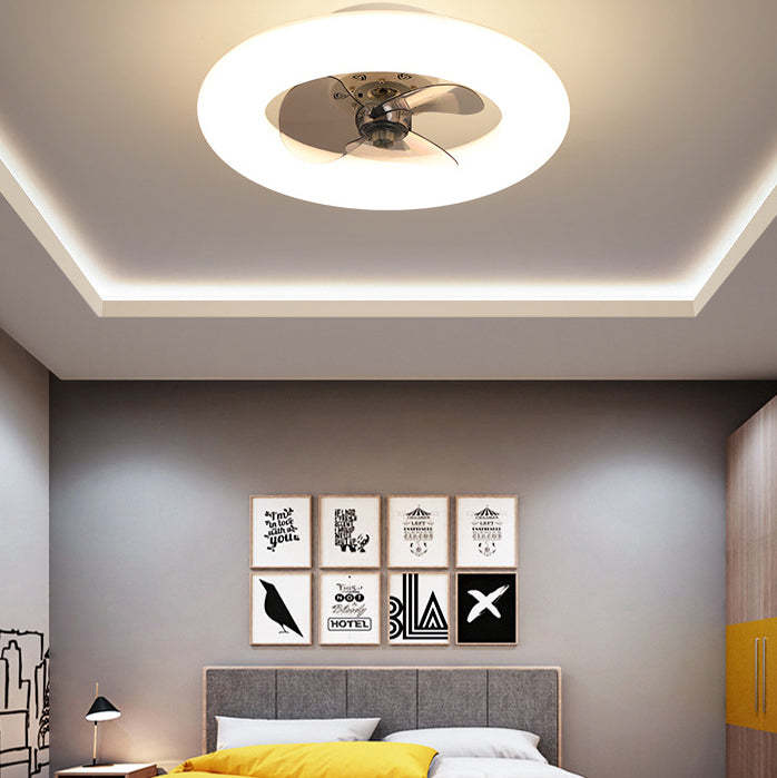 Modern Circle LED Semi-Flush Ceiling Fan Light