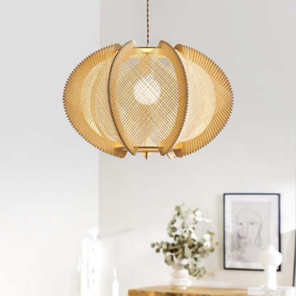 Retro Wooden Pendant Light Irregular Living Room Lamp