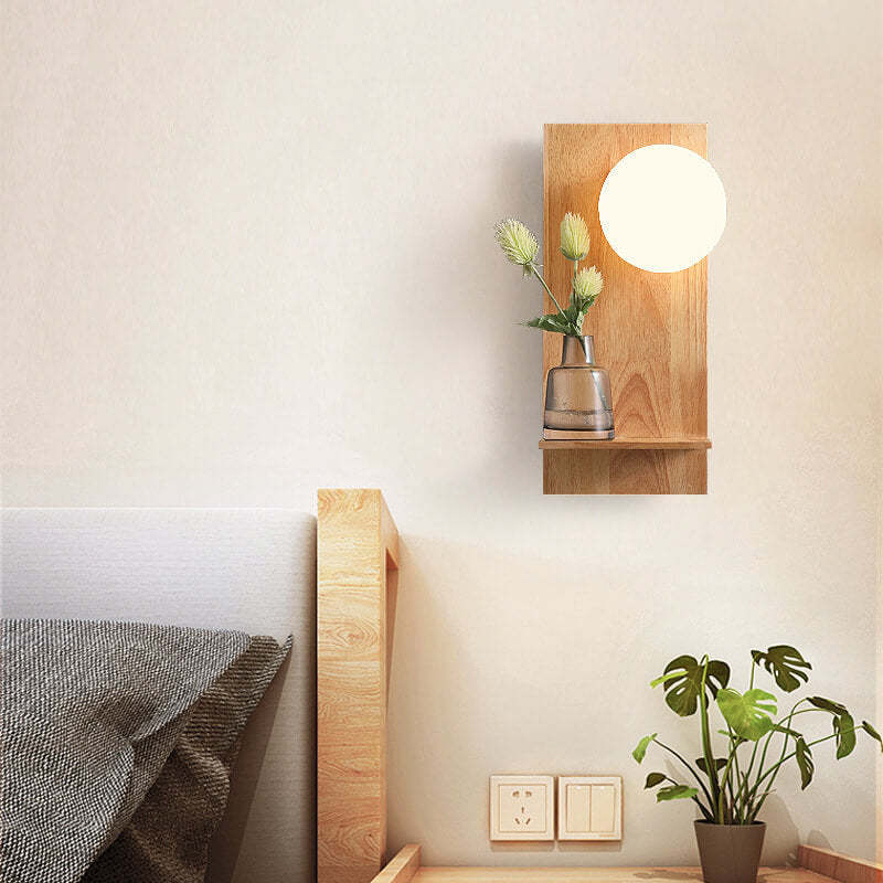 Nordic Solid Wood Glass Globe Sconce