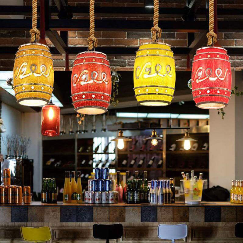Vintage Wine Barrel Resin Pendant Light